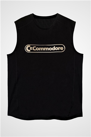 Commodore 64 Baskılı Unisex Siyah Kolsuz Tişört - Tshirt