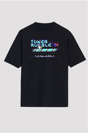 Commodore 64 Baskılı Unisex Siyah Oversize Tişört - Tshirt