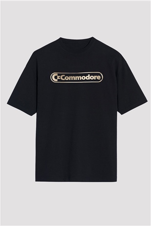 Commodore 64 Baskılı Unisex Siyah Oversize Tişört - Tshirt