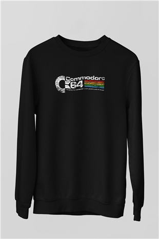 Commodore 64 Baskılı Unisex Siyah Sweatshirt