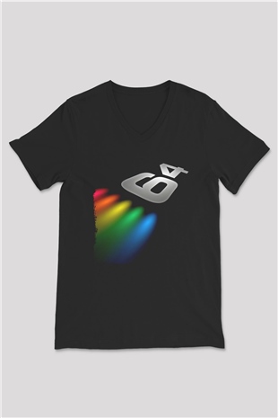 Commodore 64 Baskılı Unisex Siyah V Yaka Tişört - Tshirt