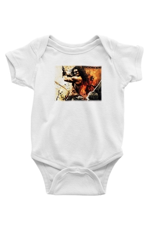 Conan the Barbarian Baskılı Beyaz Unisex Bebek Body - Zıbın