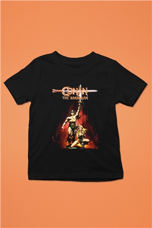 Conan The Barbarian Baskılı Siyah Unisex Çocuk Tişört