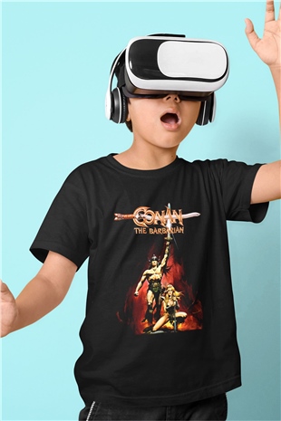 Conan The Barbarian Baskılı Siyah Unisex Çocuk Tişört