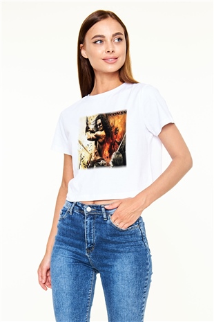 Conan the Barbarian Beyaz Croptop Tişört