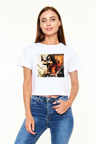 Conan the Barbarian Beyaz Croptop Tişört