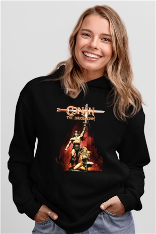 Conan The Barbarian Siyah Unisex Kapüşonlu Sweatshirt