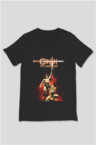 Conan The Barbarian Siyah Unisex V Yaka Tişört