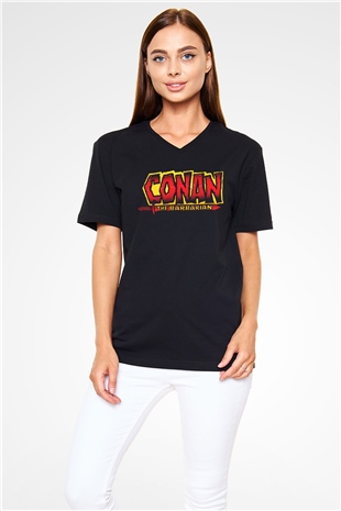 Conan the Barbarian Siyah Unisex V Yaka Tişört T-Shirt