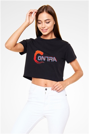 Contra Siyah Crop Top Tişört