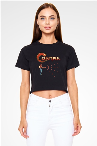 Contra Siyah Crop Top Tişört