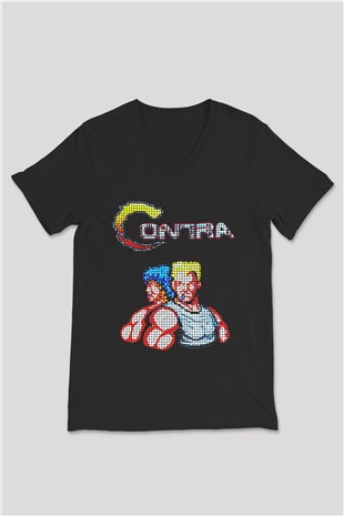 Contra Siyah Unisex V Yaka Tişört