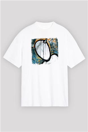 Converge Baskılı Unisex Beyaz Oversize Tişört