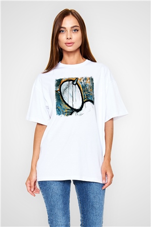 Converge Baskılı Unisex Beyaz Oversize Tişört