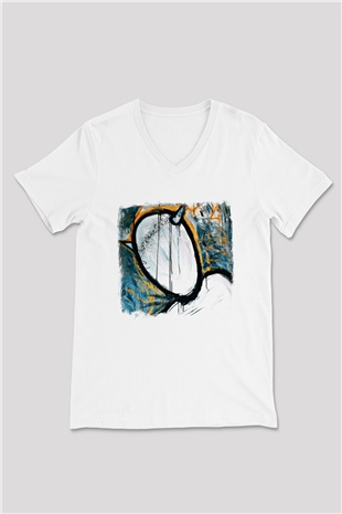 Converge Baskılı Unisex Beyaz V Yaka Tişört