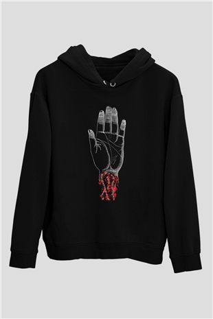 Converge Baskılı Unisex Siyah Hoodie