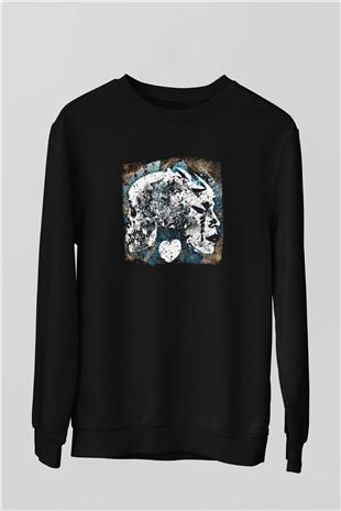 Converge Baskılı Unisex Siyah Sweatshirt
