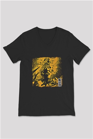 Converge Baskılı Unisex Siyah V Yaka Tişört