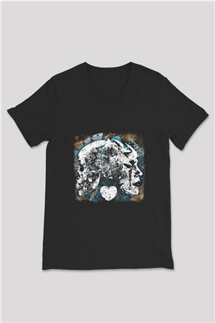 Converge Baskılı Unisex Siyah V Yaka Tişört