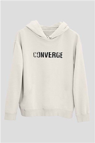 Converge Beyaz Unisex Kapşonlu Sweatshirt