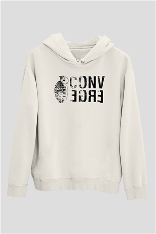 Converge Beyaz Unisex Kapüşonlu Sweatshirt