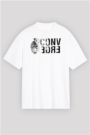 Converge Beyaz Oversize Tişört Oversize T-shirt - TişörtFabrikası