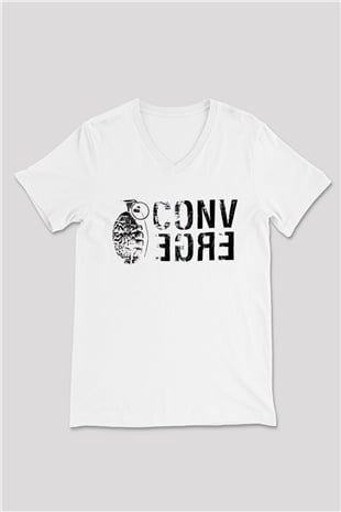 Converge Beyaz Unisex V Yaka Tişört