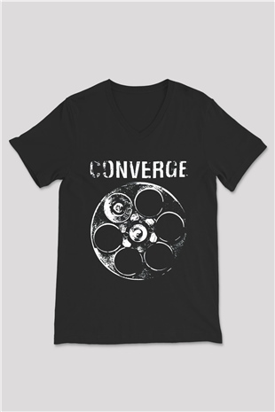 Converge Siyah Unisex V Yaka Tişört