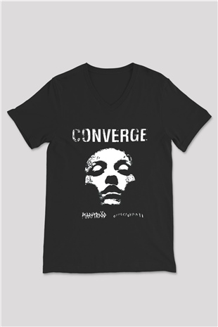 Converge Siyah Unisex V Yaka Tişört T-Shirt