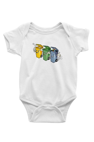 Çöpçü Baskılı Beyaz Unisex Bebek Body - Zıbın