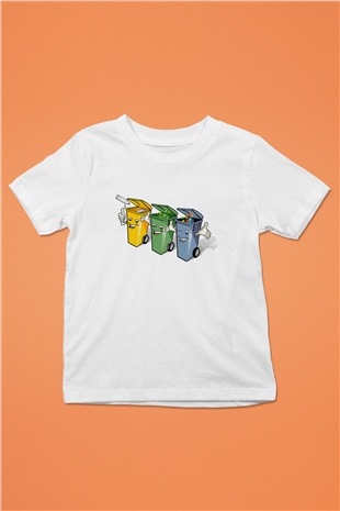 Çöpçü Baskılı Beyaz Unisex Çocuk Tişört