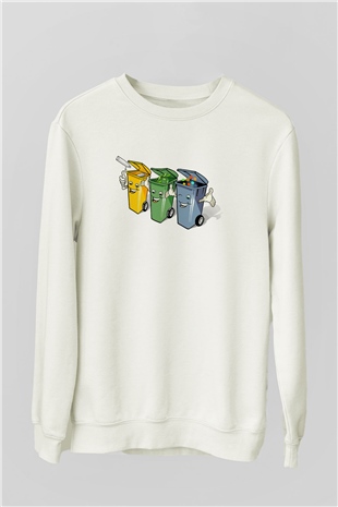 Çöpçü Beyaz Unisex Sweatshirt