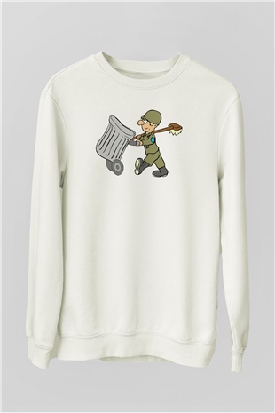 Çöpçü Beyaz Unisex Sweatshirt