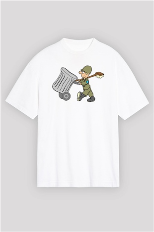 Çöpçü Beyaz Oversize Tişört Oversize T-shirt - TişörtFabrikası