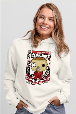 Corey Taylor Slipknot Baskılı Unisex Beyaz Hoodie