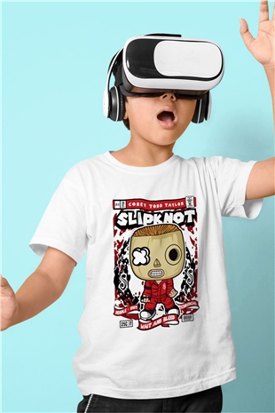 Corey Taylor Slipknot Baskılı Unisex Beyaz Çocuk Tişört