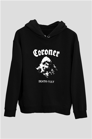 Coroner Baskılı Unisex Siyah Hoodie