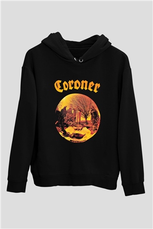 Coroner Baskılı Unisex Siyah Hoodie