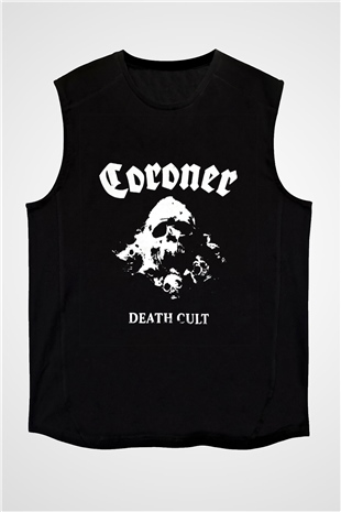 Coroner Baskılı Unisex Siyah Kolsuz Tişört