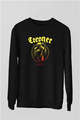 Coroner Baskılı Unisex Siyah Sweatshirt