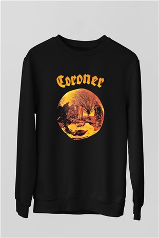 Coroner Baskılı Unisex Siyah Sweatshirt