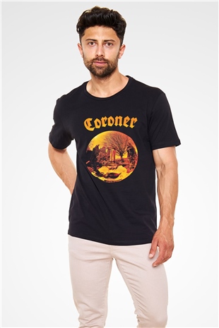 Coroner Baskılı Unisex Siyah Tişört