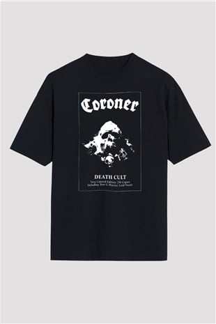 Coroner Siyah Unisex Oversize Tişört T-Shirt