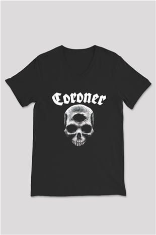 Coroner Siyah Unisex V Yaka Tişört