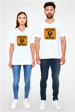 Corrosion of Conformity Baskılı Unisex Beyaz V Yaka Tişört