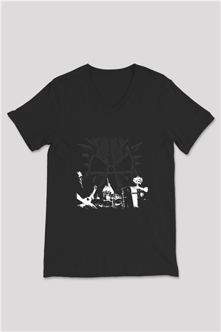 Corrosion of Conformity Baskılı Unisex Siyah V Yaka Tişört