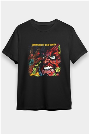 Corrosion of Conformity Baskılı Unisex Siyah Tişört