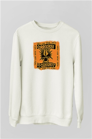 Corrosion of Conformity Baskılı Unisex Beyaz Sweatshirt