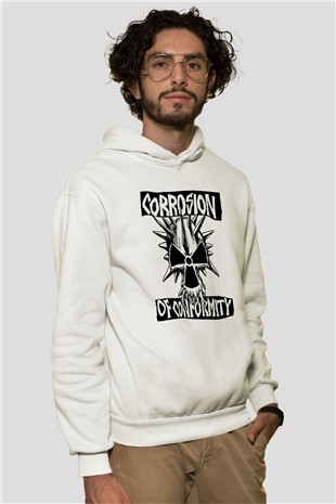 Corrosion of Conformity Beyaz Unisex Kapşonlu Sweatshirt