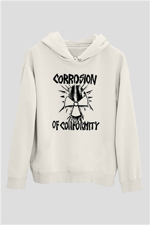 Corrosion of Conformity Beyaz Unisex Kapşonlu Sweatshirt